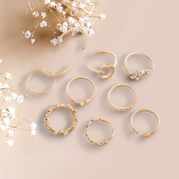 - New 10 Goldtone Rings - Picture 2 of 4